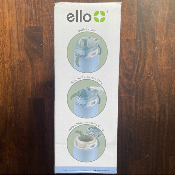Ello Flip To FillPop To Drink Two Pack New In Box Blue Green Aluminum 22 oz each - Picture 5 of 6